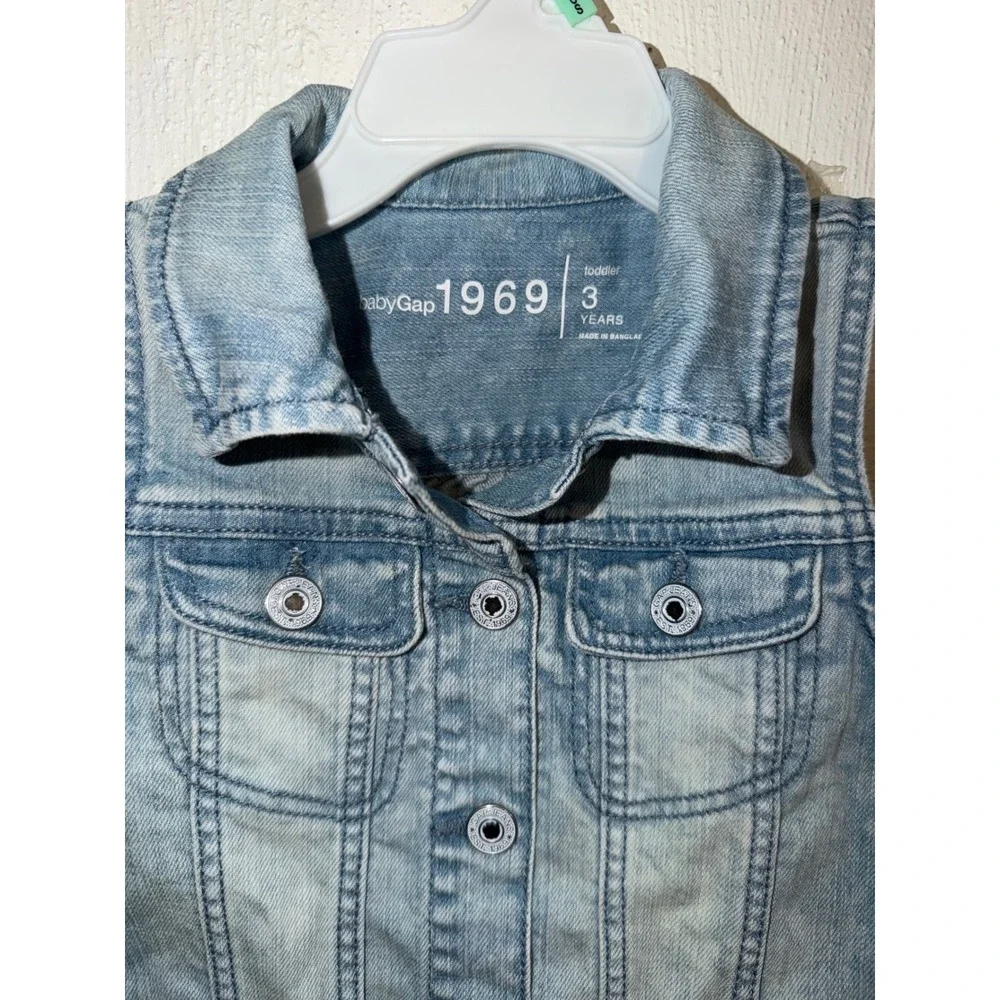 BabyGap 1969 Toddler Denim Vest Light Wash Acid Wash Blue Size 3 Years